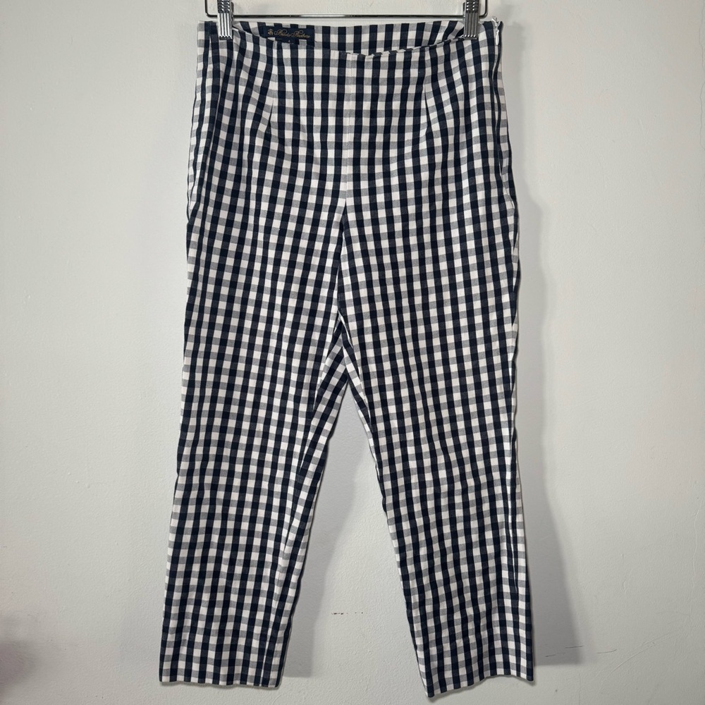 Brooks Brothers Natalie Fit Gingham Cropped Pants Blue White Size‎ 4